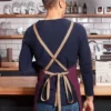 Bib Apron With Crossed Ribbons And Big Pocket
