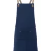 Bib Apron With Crossed Ribbons And Big Pocket