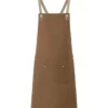 Bib Apron With Crossed Ribbons And Big Pocket