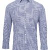 Men Long Sleeve Microcheck Gingham Shirt
