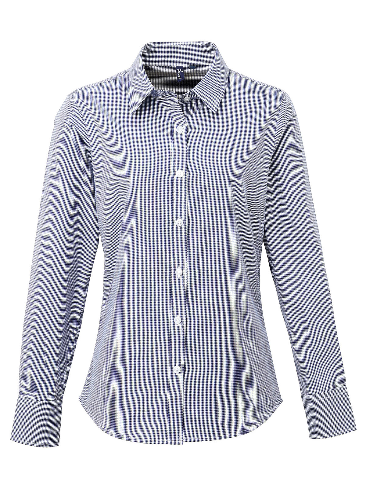 Women Long Sleeve Microcheck Gingham Shirt