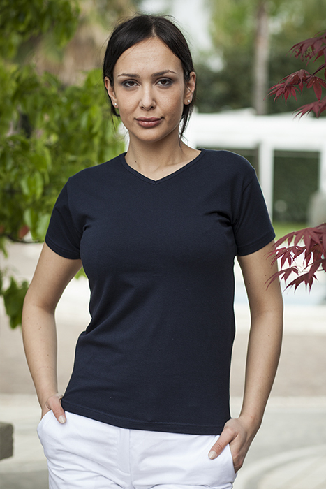 T-shirt Donna Elasticizzata Collo a V