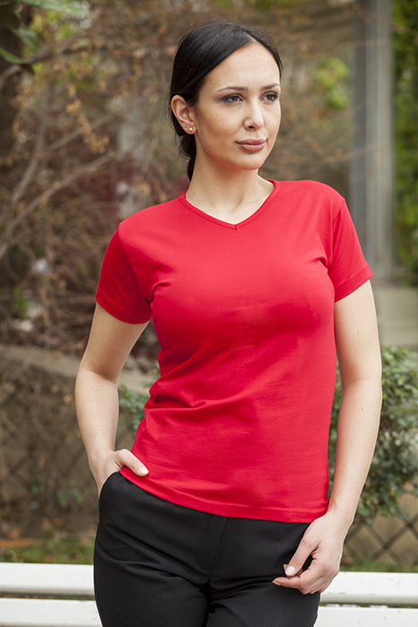 T-shirt Donna Elasticizzata Collo a V