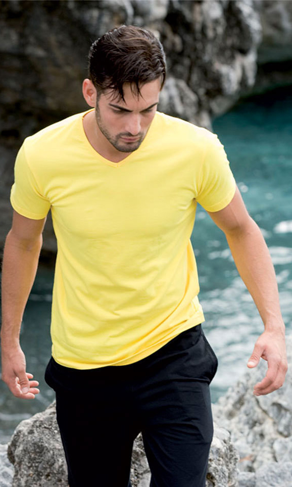 T-shirt Uomo Elasticizzata Collo a V