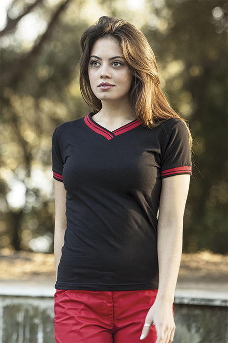 T-shirt Donna Elasticizzata Collo a V