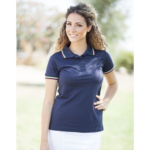 Polo Donna Con Costina Tricolore
