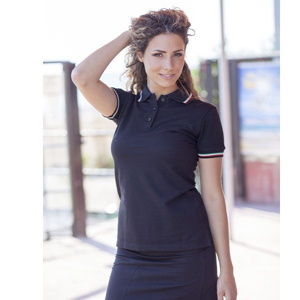 Polo Donna Con Costina Tricolore